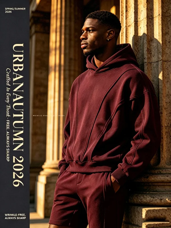 Men's hooded sweatshirt, warm and loose hooded sweater, pocket drawstring details, men's fall-winter sports jacket elastic cuffs — image 11