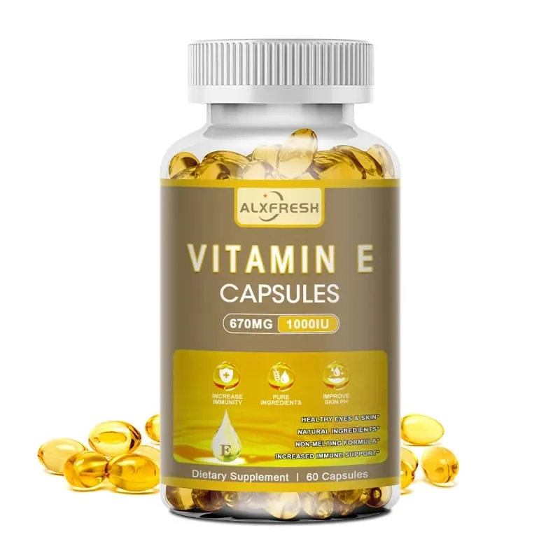 Alxfresh Vitamin E 670 mg (1000 IE) - Naturligt kosttillskott Antioxidant Hud Immunsystem Support Glutenfri Vegen