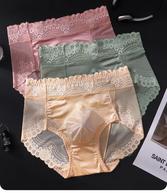 Flower Lace Mesh Hollow Out Sexy Men's Underwear Ice Silk Breathable Seamless Thin Triangle Pants Soft Traceless Male Briefs — image 9