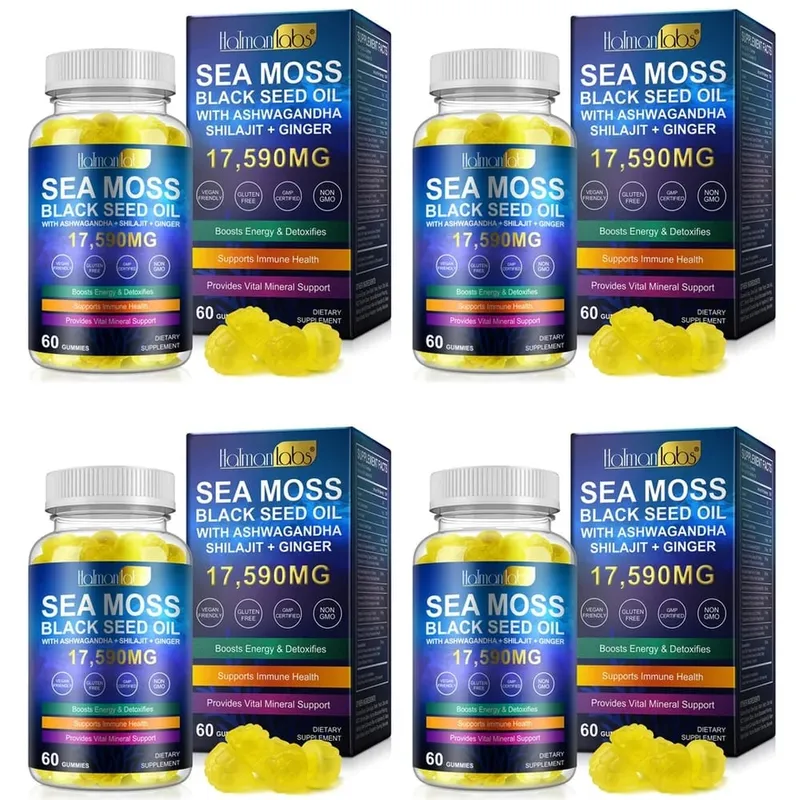HalmanLabs Gomitas de aceite de semilla negra de musgo marino con vitamina C y vitamina D para la salud inmune y apoyo mineral vital 60 gomitas — image 10