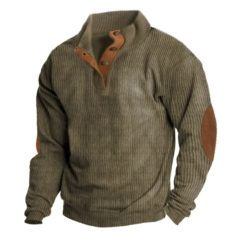 Men's Cargo Sweatshirt American Splicing Patch Pullover Men's Outdoor Jacket Corduroy Casual Long Sleeve Sweatshirt — image 5
