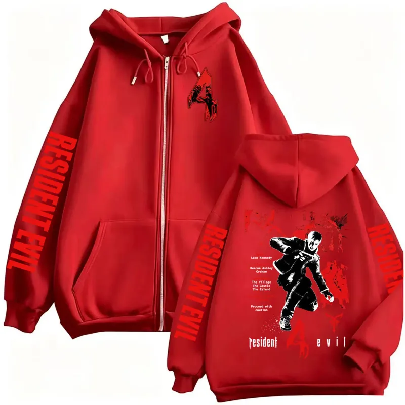 Limited Resident Evil Requiem Leon Kennedy Zipper Hoodies Men Women Harajuku Fashion Jacket Sweatshirts Long Sleeve Zip Up Coats