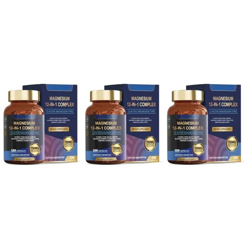 Magnesium 12-In-1 Complex Capsules 12 Active Magnesium Types High Absorption Glycinate Citrate Forms 120 Capsules — image 9