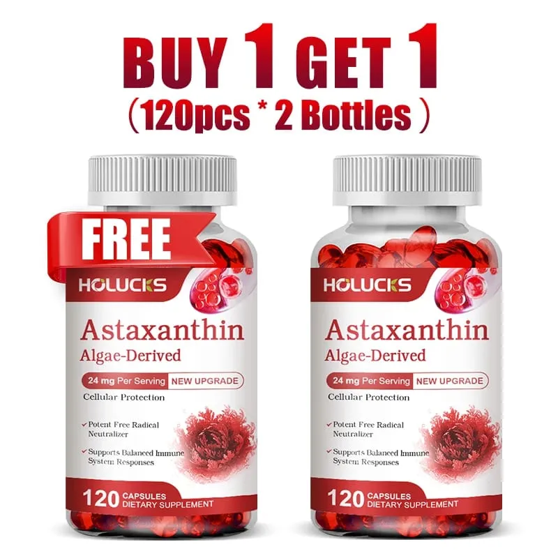 1 Alana 1 Bedava! Astaksantin 24mg Cilt ve Göz Sağlığı Takviyesi Yaşlanma Karşıtı ve UV Savunması Göz Yorgunluğunu Azaltır