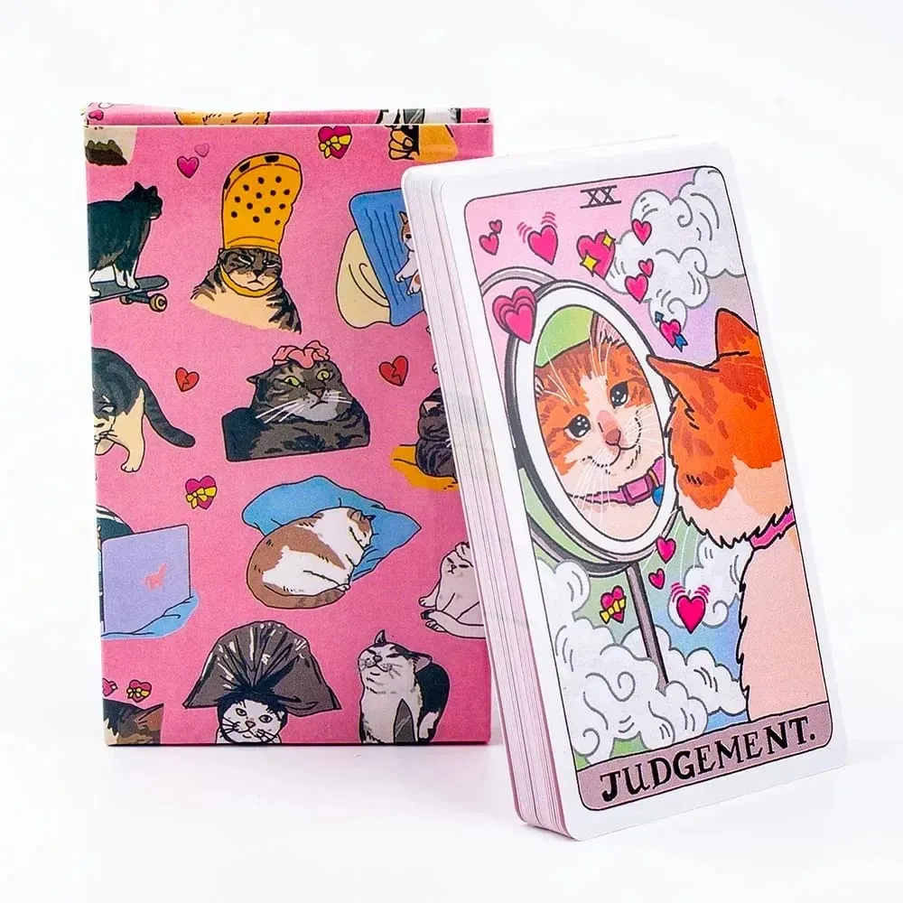 Original Cat Meme Tarot Deck 22 Major Arcana Funny Witchy Cat Kawaii Uwu Design Pink Cute Tarot for Entertainment — image 1