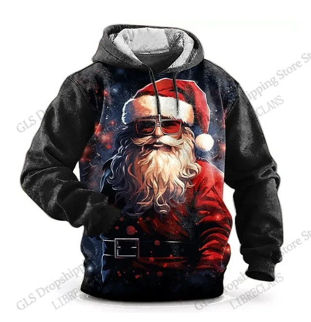 Christmas Mens Santa Claus 3d Print Hoodies Men Women Fashion Vintage Outdoor Hoodie Sweatshit Men Clothing Moletom Masculinos — image 2
