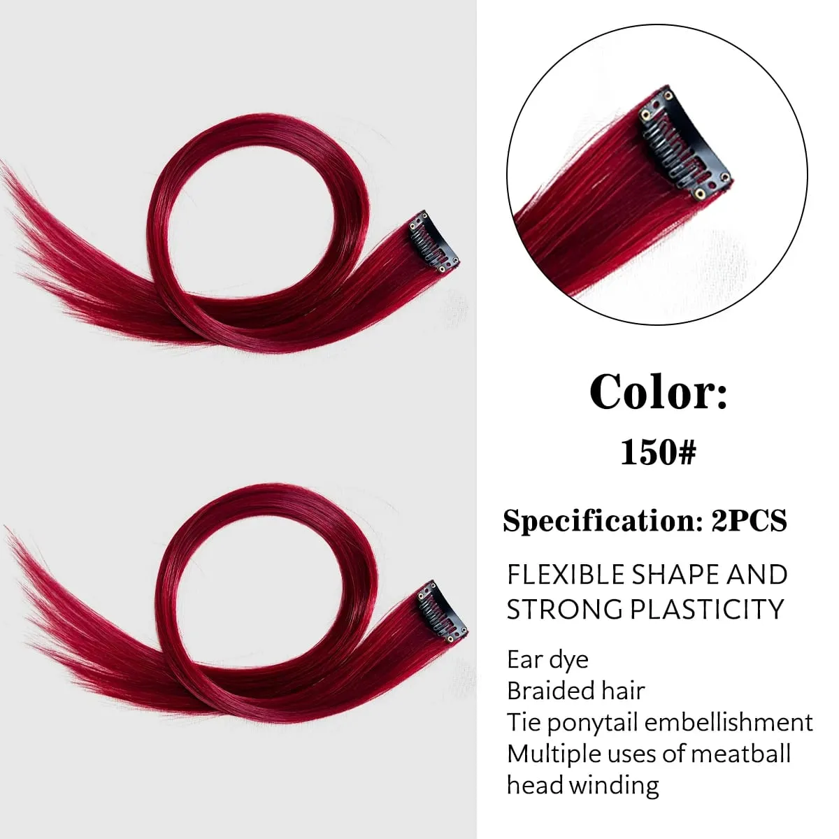 Synthetic Colored Clip In Hair Extensions Straight Highlight Hair Streaks Rainbow Hanging Hair Pieces Hairpiece For Women Party — image 21