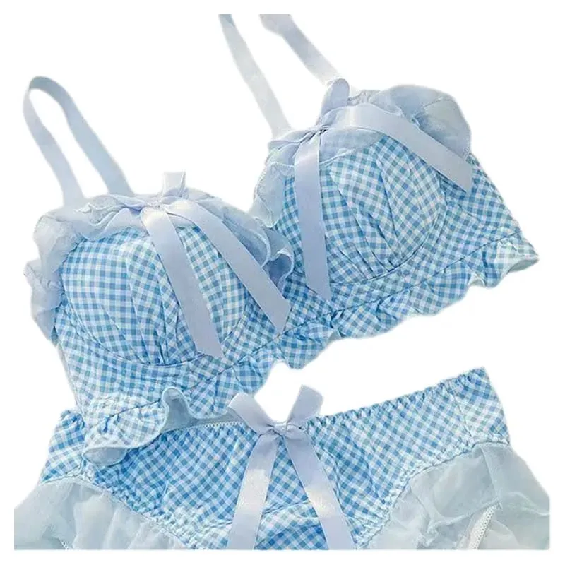 Lolita Underwear Bra Set Romantic Small Breast Sweet Girl Small Chest Cosplay Lingerie Bow Bra and Panty Set Sexy Underwear 2 P — image 2