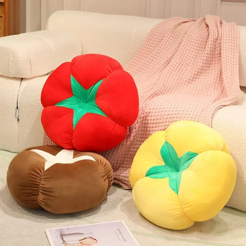 Kawaii محاكاة الخضروات الفاكهة أفخم وسادة البرسيمون شيتاكي الفطر الطماطم لينة ديكور وسادة لغرفة النوم أريكة هدية — image 4