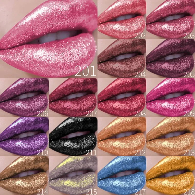 18 barev Diamonds Glitter Lesk na rty Dlouhotrvající voděodolná tekutá rtěnka Perleťová zářivá barva rtů Jiskřivý make-up na rty Ženy — image 5