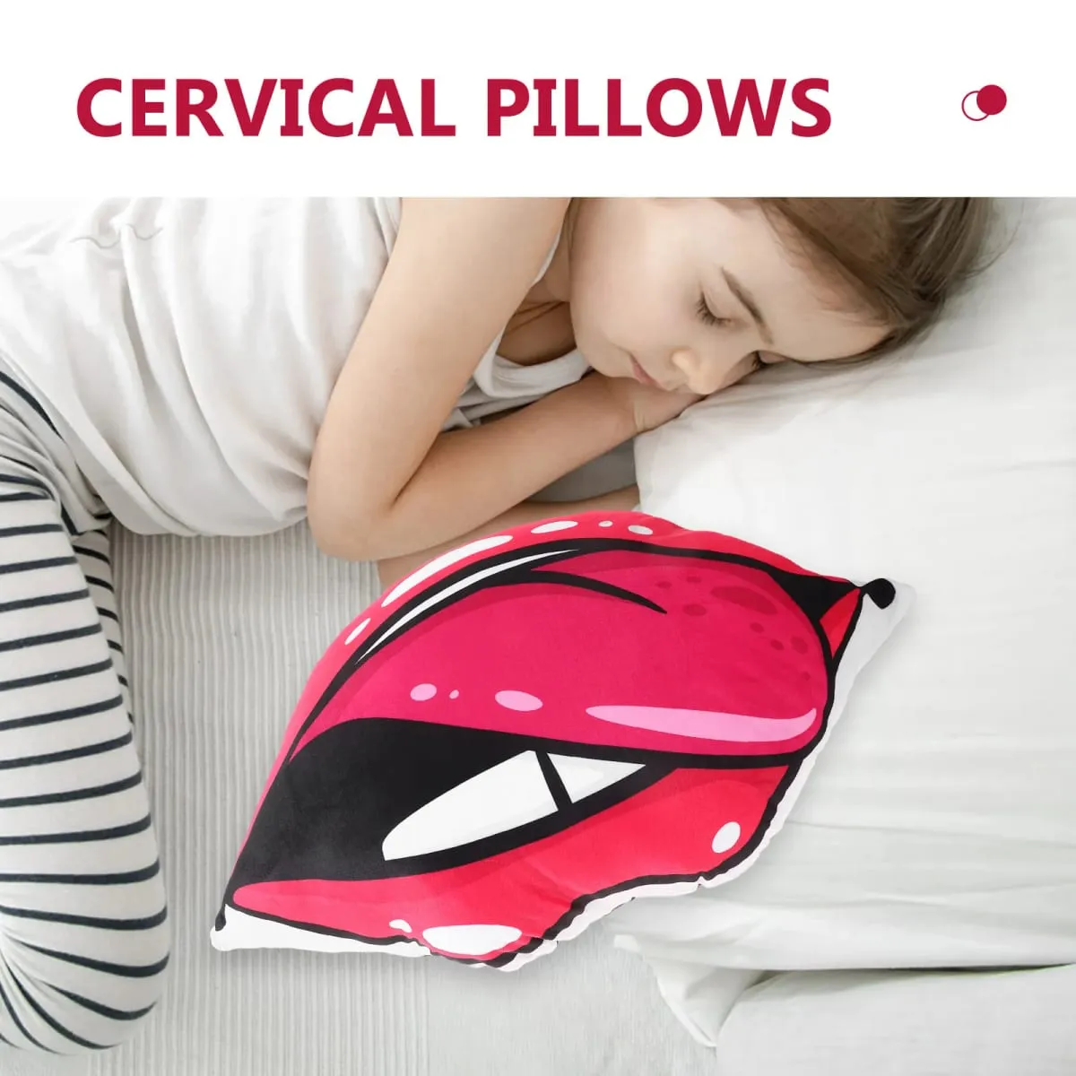 Red Lip Series Double-Sided Digital Print Lip Pillow Removable Cover Decorative Throw Pillow for Couch Bedroom Living Room — image 2