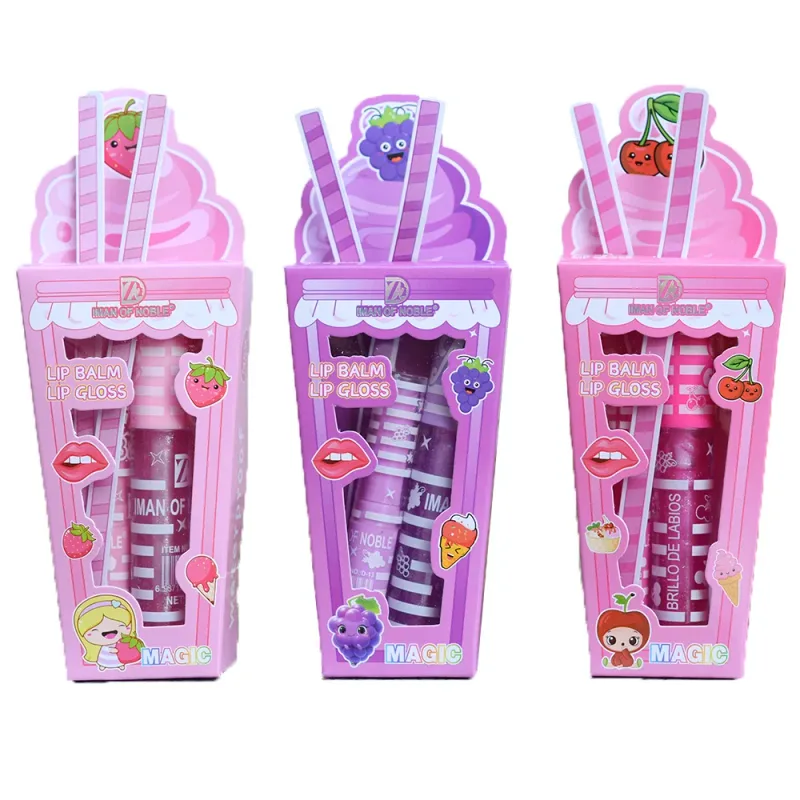 Cute Ice Cream Shiny Lip Gloss Lip Balm Set Girls Woman Waterproof Longlasting Natural Moisturizing Lips Makeup — image 6