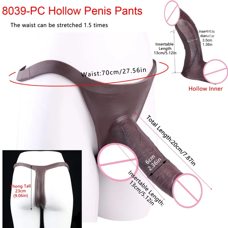 2 farben Riesige Hohl Dildo Hosen Hohe Taille Strap-On Penis Extender насадка на член Für Männer Verzögerung Ejakulation ultra Dildo — image 23