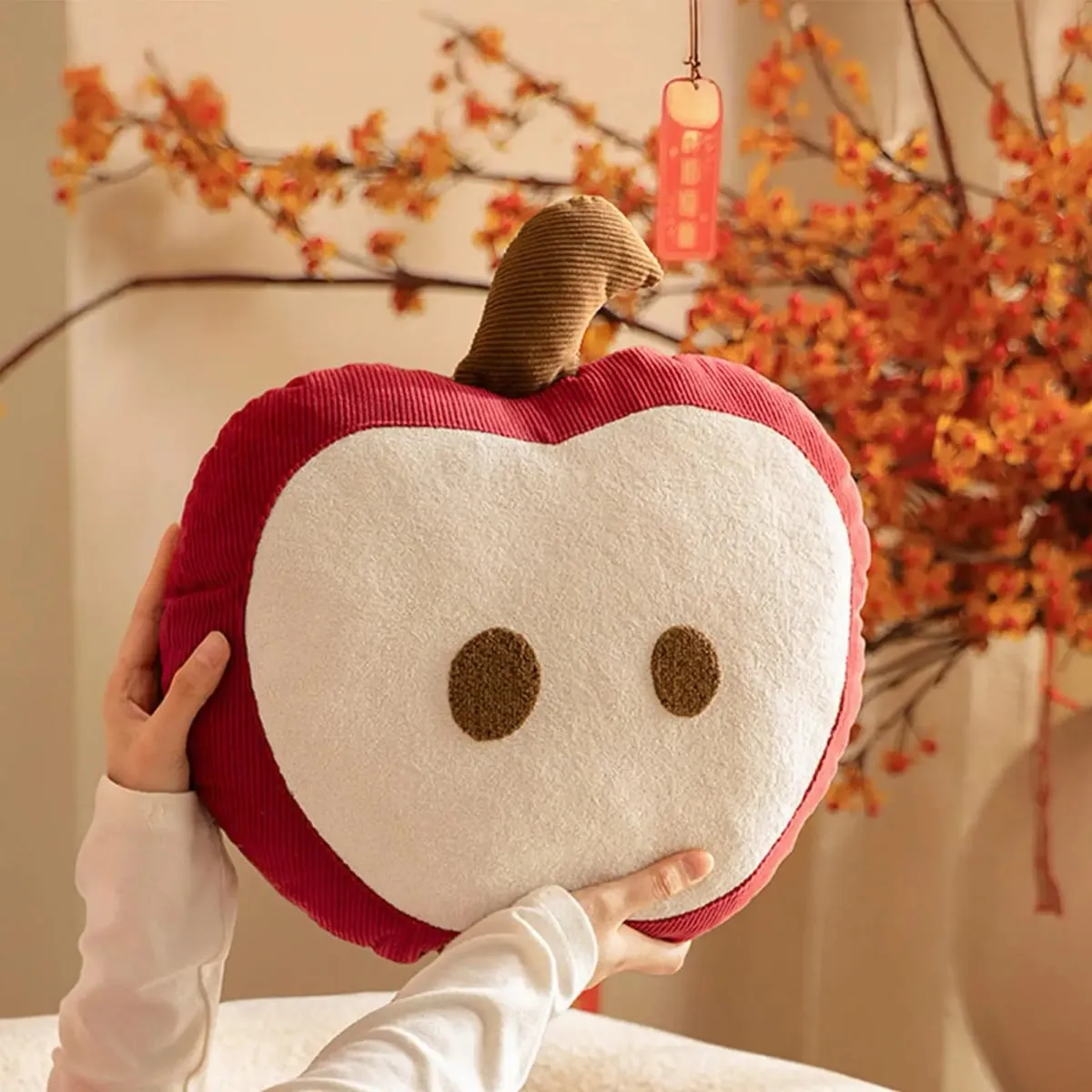 Red Apples Shaped Throw Pillow Soft Plush Cushion for Sofa Bedroom Novelty Decorative Sleeping Reading Rest Christmas Gifts