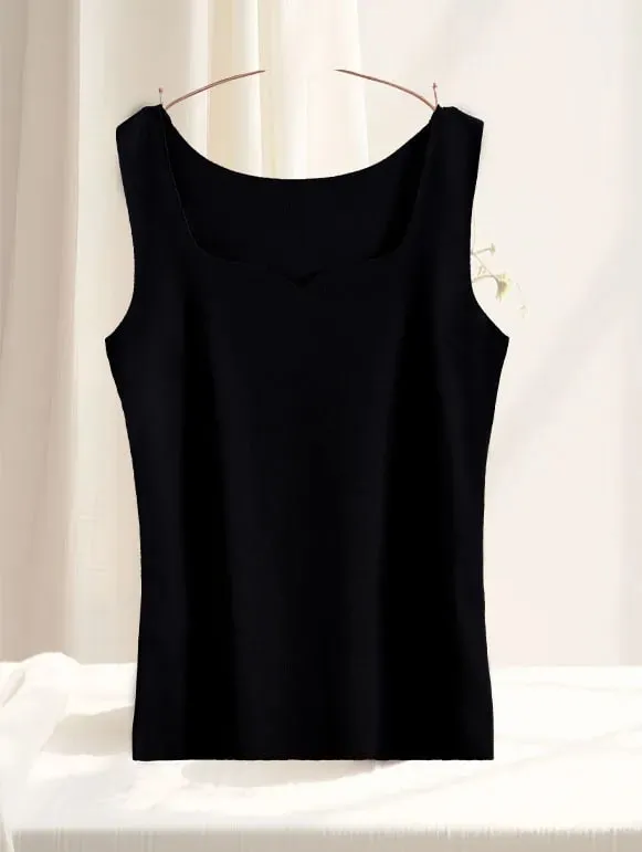 1pcs Women Thermal Tops Girls Traceless Solid Color Vest Base Layer Warm Tank Top Autumn Winter Female Sexy Slim Camisole — image 12