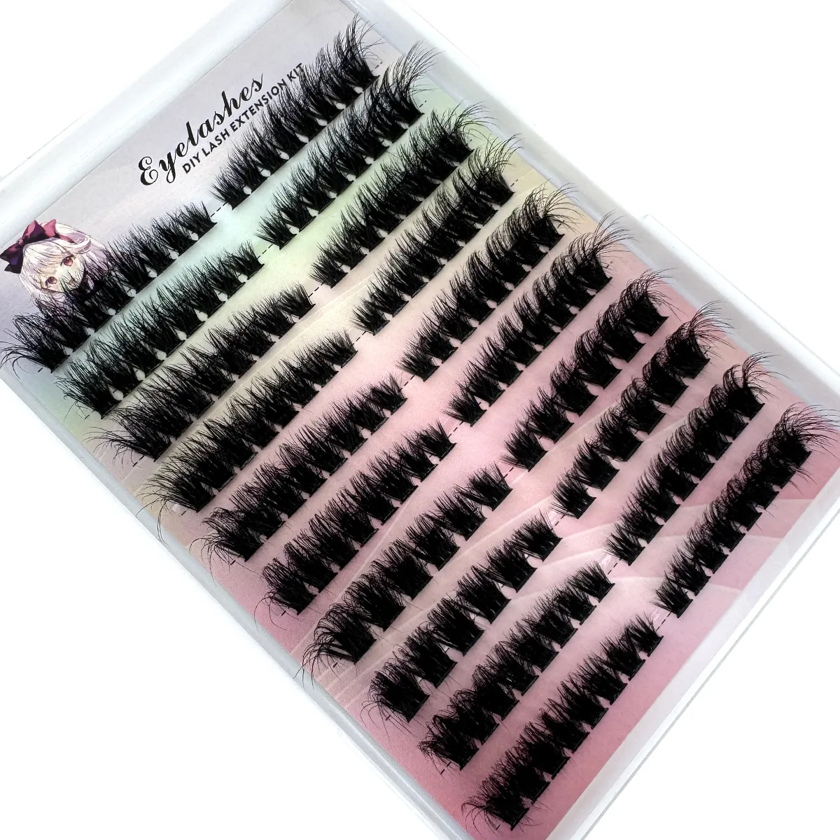 Extensão de cílios de olho esquerdo + direito gato/raposa efeito de olho chicote único clusters 3d fino natural olhando diy extensões de cílios segmentados