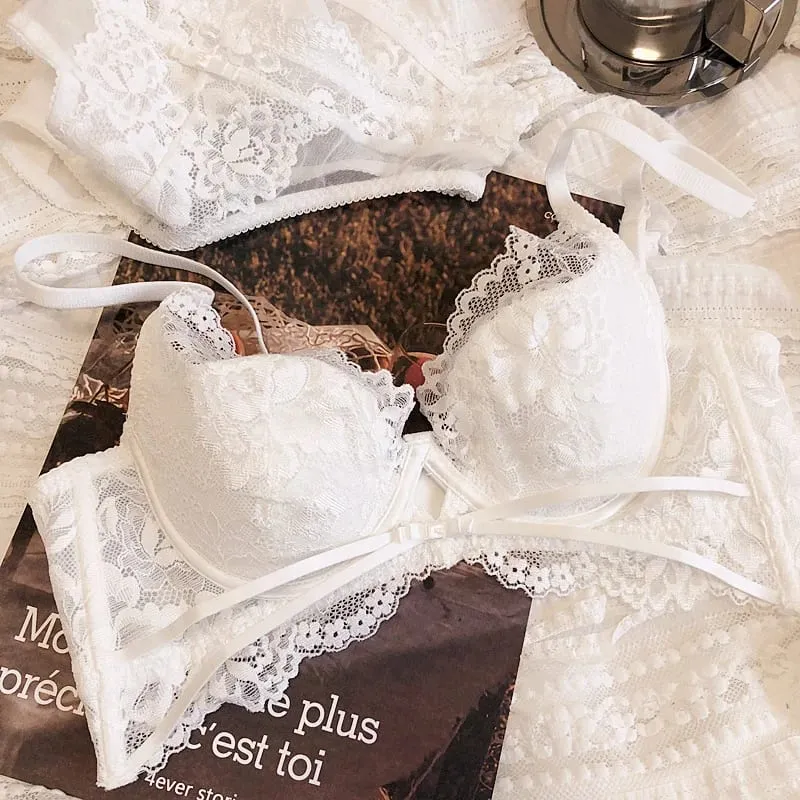 Ensemble de soutien-gorge Push Up ajouré pour femmes, sous-vêtements d'été, bonnet fin, Sexy, dentelle française brodée, Bralette confortable, ensembles de Lingerie