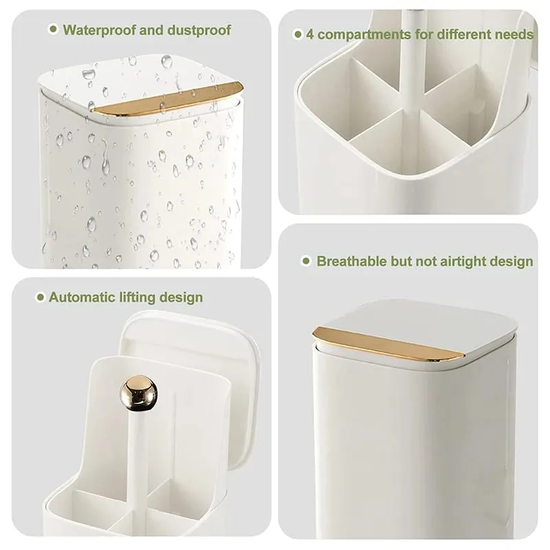 Tự Động Nâng Hộp Đựng Cọ Trang Điểm Chống Bụi Hộp Đựng Cọ Trang Điểm Để Bàn Dụng Cụ Trang Điểm Son Môi Bút Kẻ Lông Mày Hộp Đựng — image 5