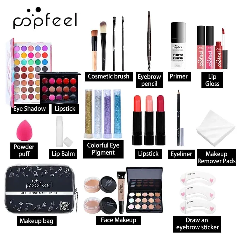 Make Up Sets Eyeshadow Lipstick Eyebrow Concealer Powder Brush Complete Makeup Kit For Women Female Beginner Student Full Set — image 4