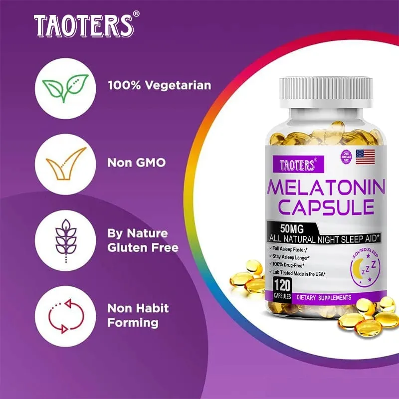 Melatonin Capsules 50mg - Promote Falling Asleep Quickly Calm The Mind Natural Sleep Aid Supplement — image 6