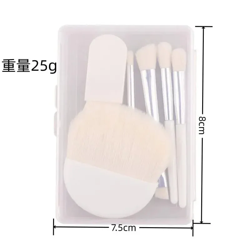 Juego de Mini brochas de maquillaje de viaje, 6 uds., con caja transparente, base en polvo cosmética portátil, colorete, mezcla, corrector, brochas de maquillaje — image 2