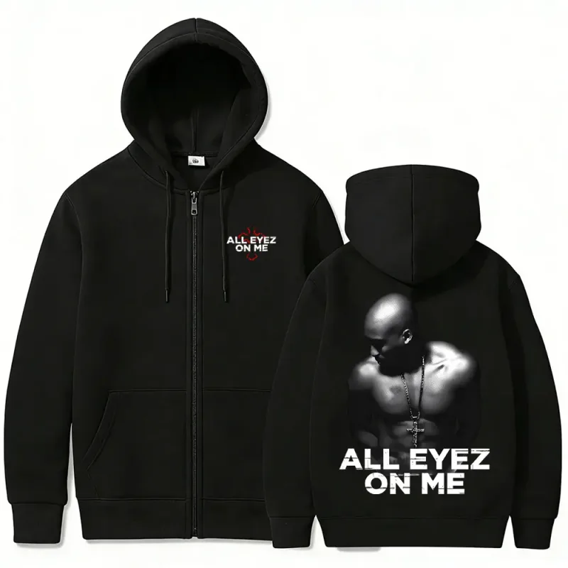 Рэпер Тупак 2pac All Eyez on Me Толстовка на молнии с крестом для мужчин и женщин в стиле хип-хоп модные толстовки на молнии Мужская повседневная уличная одежда большого размера — image 2