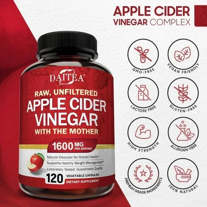 Jablečný ocet 1600 mg s matkou pro zdravé zažívání Hubnutí a energii — image 2