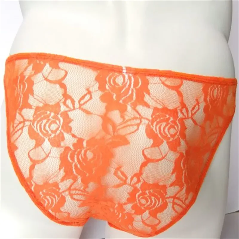 Sexy Men Lace Transparent Briefs Perspective Underwear Hollow Out Rose Mesh Low Rise Male Panties — image 13