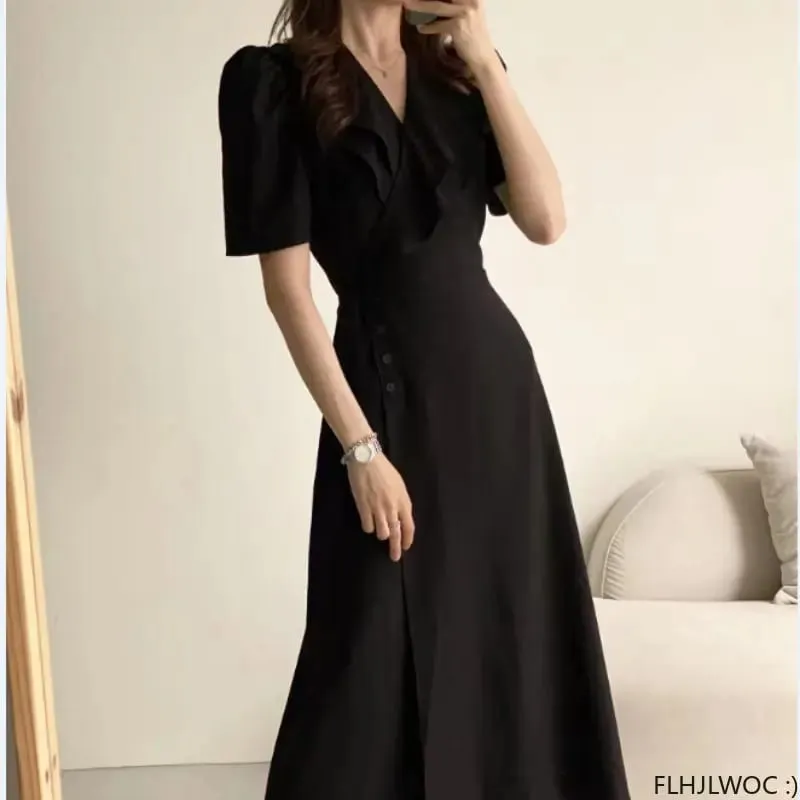Südkorea Chic Midi Kleid Frauen Sommer Japan Stil Retro Vintage Design Rüschen Rosa Einteiliges Spitze-Up Kleid FLHJLWOC Vestidos — image 4