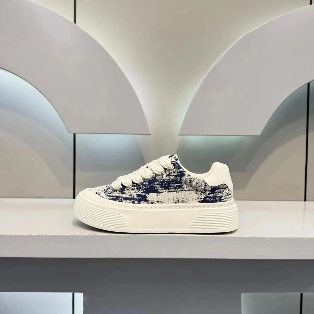 Fashion Men Casual Shoes Spring Summer Chunky Sneakers Woven Fabric Graphic Print Thick Sole Streetwear Daily Footwear — image 8