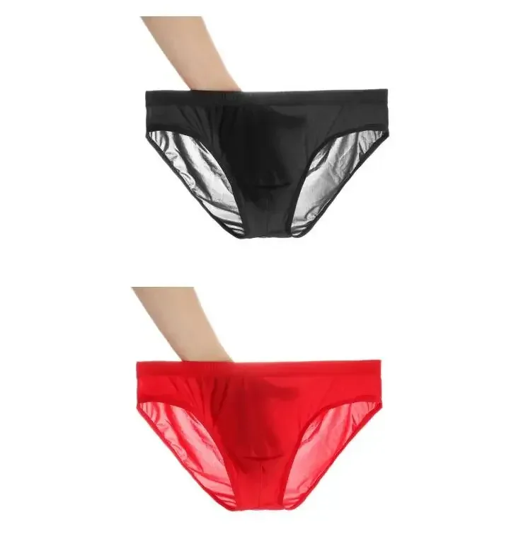 2PCS 울트라 얇은 얼음 실크 팬티 남자 플러스 사이즈 M-4XL 솔리드 컬러 청소년 반투명 낮은 허리 통기성 섹시한 남성 팬티 — image 21