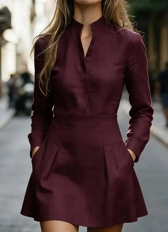 2026 Autumn Spring New Women's Mini Dresses Elegant Deep V-Neck Dress Temperament Commuting Female Fashion Slimming Dress — image 9