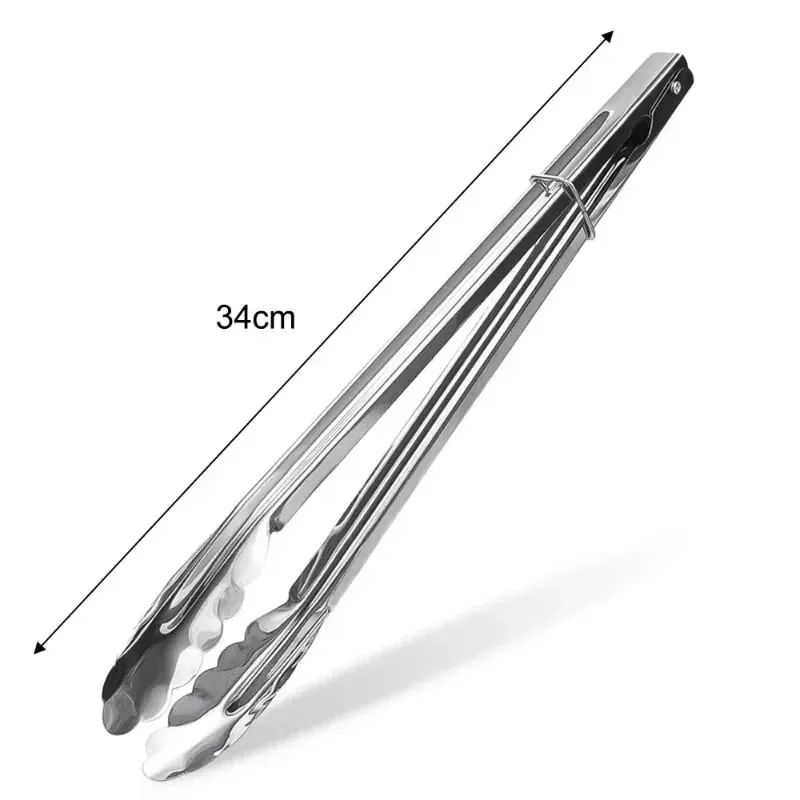 Stainless Steel Food Tongs Food Grade Meat Steak Barbecue Tong Multi-size Non Slip Long Handle Bread Clips Kitchen Cooking Tools — image 12