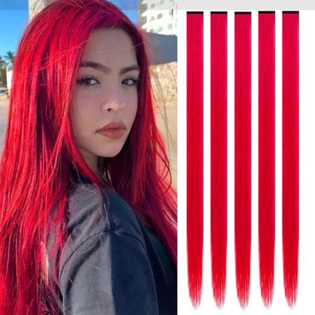 5 SZTUK Proste doczepiane włosy Syntetyczne akcenty Klips na kawałkach włosów Modne włosy dla kobiet Codzienne przyjęcie Cosplay