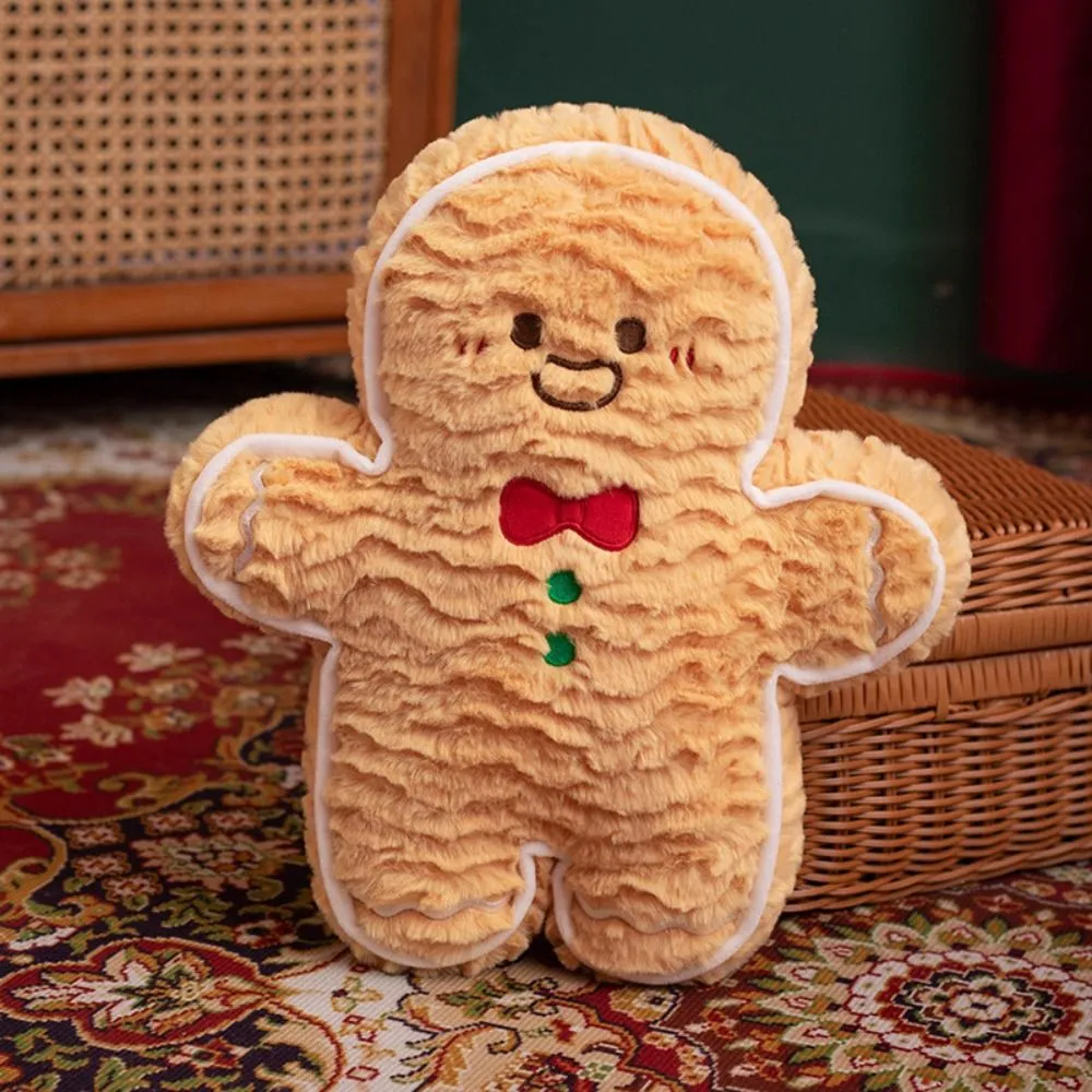 Bonito forma criativa travesseiro de natal macio recheado confortável gingerbread homem almofada sazonal padrão cintura almofada decoração para casa — image 6