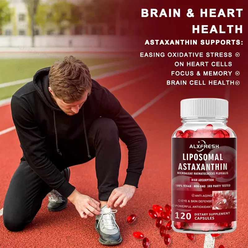 Liposomal Astaxanthin 24mg High Absorption Antioxidant for Eyes Skin Immune Brain Cognitive Support Non GMO Natural Supplement