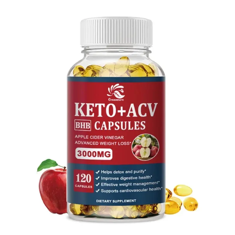 Greensure Keto Ocet jabłkowy w kapsułkach ACV z dodatkiem jabłkowego cydru Keto Formuła o smaku jabłkowym dla mężczyzn i kobiet