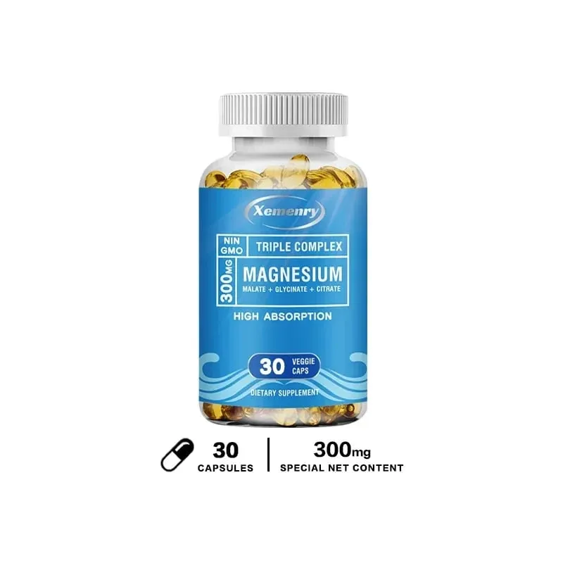 Triple Magnesium Complex Supplement - Contains Magnesium Glycine Malic Acid and Citrate To Relax Muscles and Improve SleepSupp