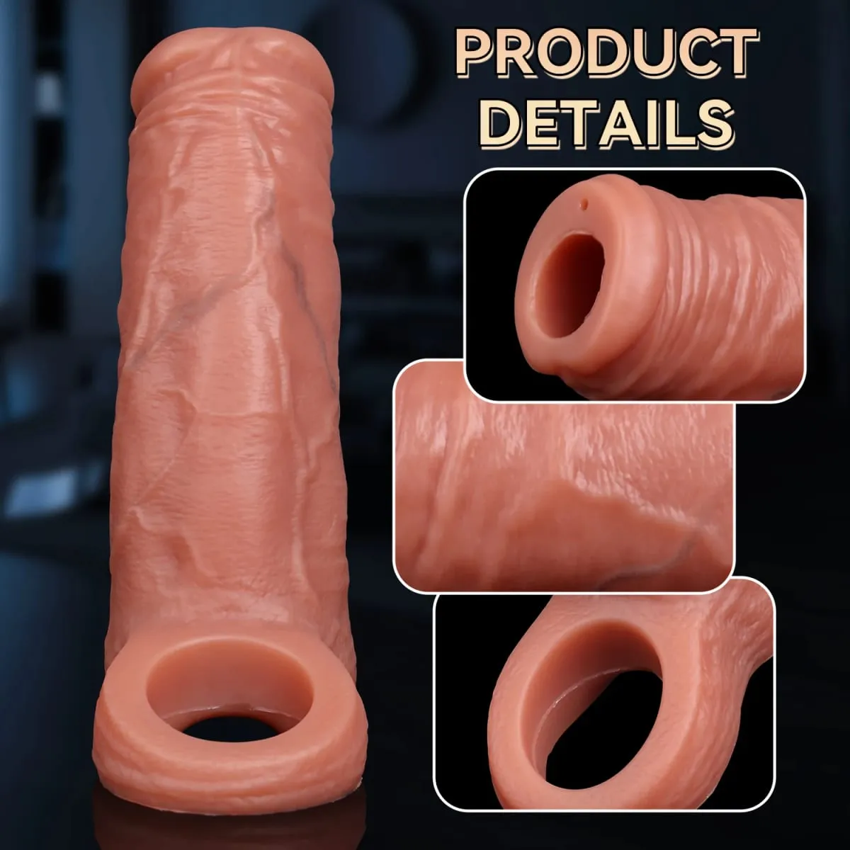 Male Ejaculation Cock Ring Sleeve Reusable Water Spray Penis Enlargement Extender Silicone Dildo Sex Toys for Men Condom Couple — image 3