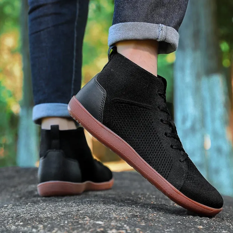 Mid Top Barefoot Shoes for Men Women Wide Toe Box Minimalist Sneakers Breathable Knit Zero Drop Wide Fit Casual Walking Shoes
