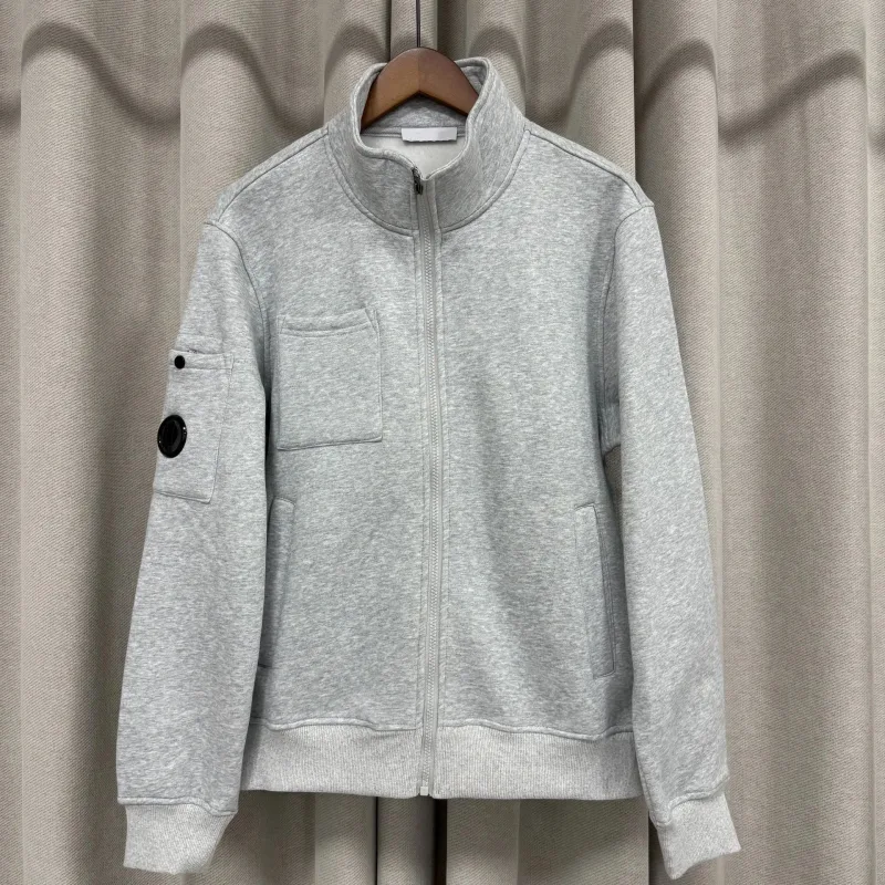 Lente nieuwe stijl casual pure kleur opstaande kraag jas heren lange mouw ritssluiting comfortabel katoenen sweatshirt — image 6