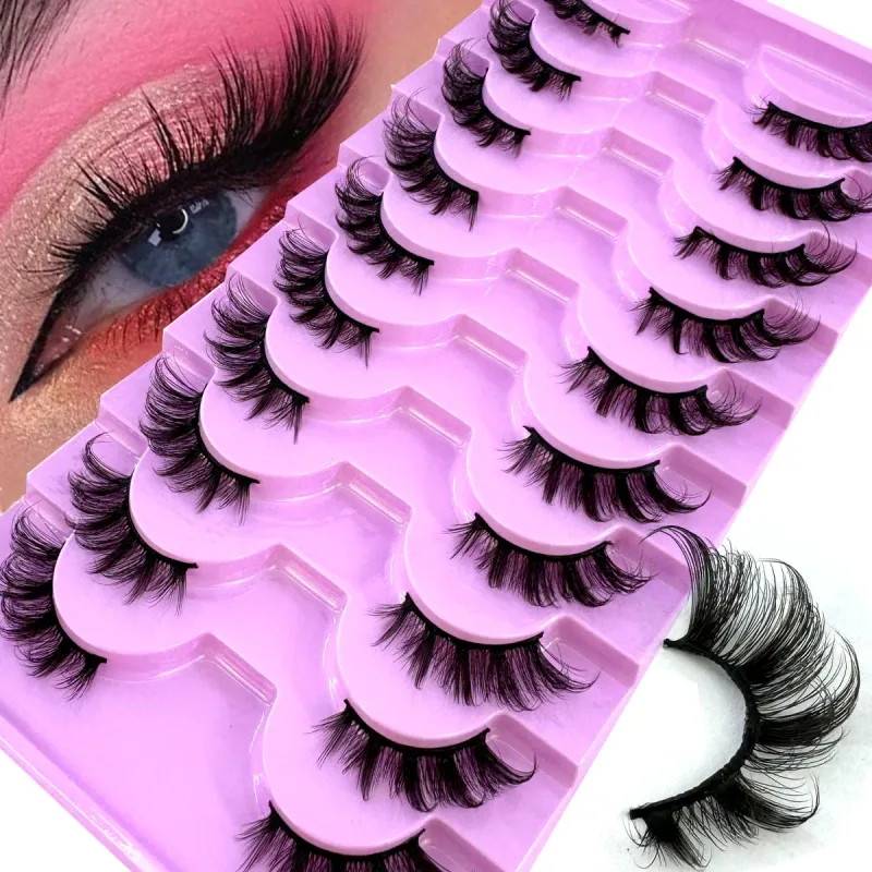 Half Lashes 10 Pairs Half Lashes Soft Natural Cat Eye Lashes Makeup Tool Fake Eyelashes Extension Fluffy Faux Cils — image 11