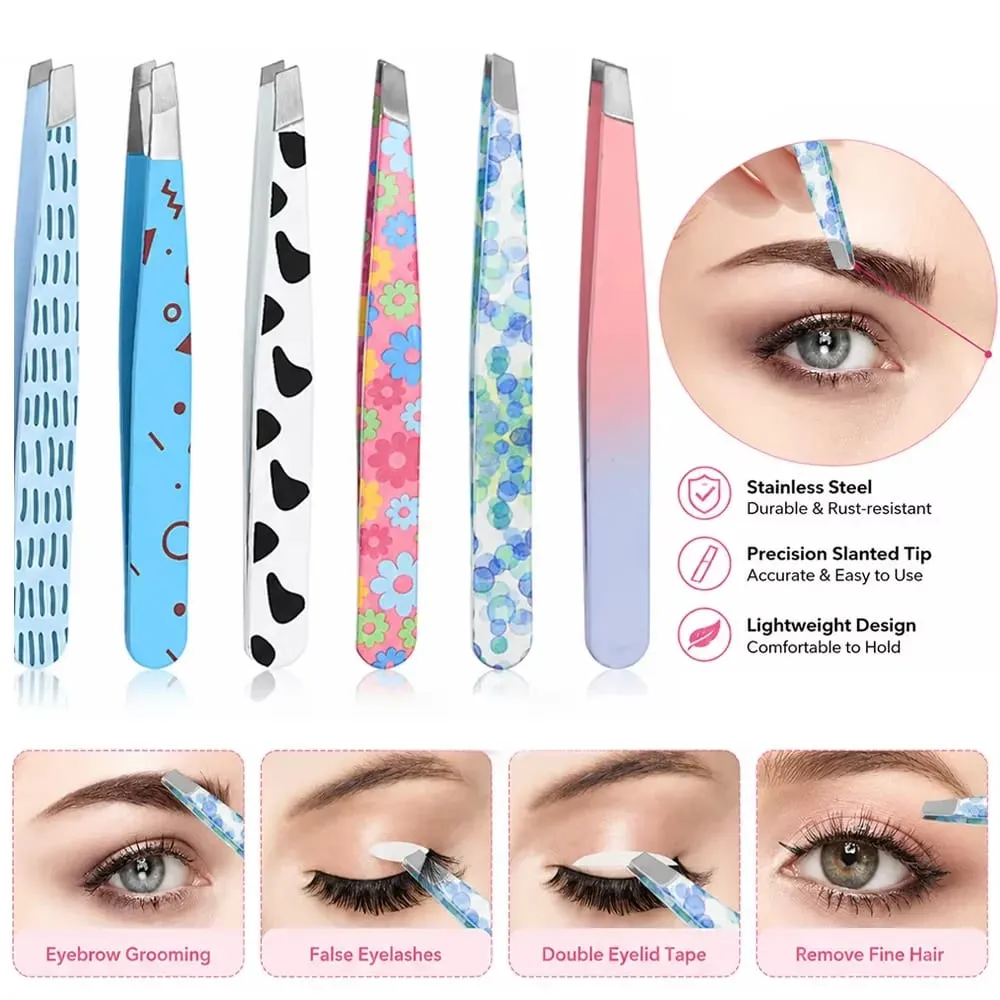1/6pcs Eyebrow Tweezers Professional Stainless Steel Tweezers for Eyebrows Men and Women Beauty Clips Facial Hair Removal Tools — image 3