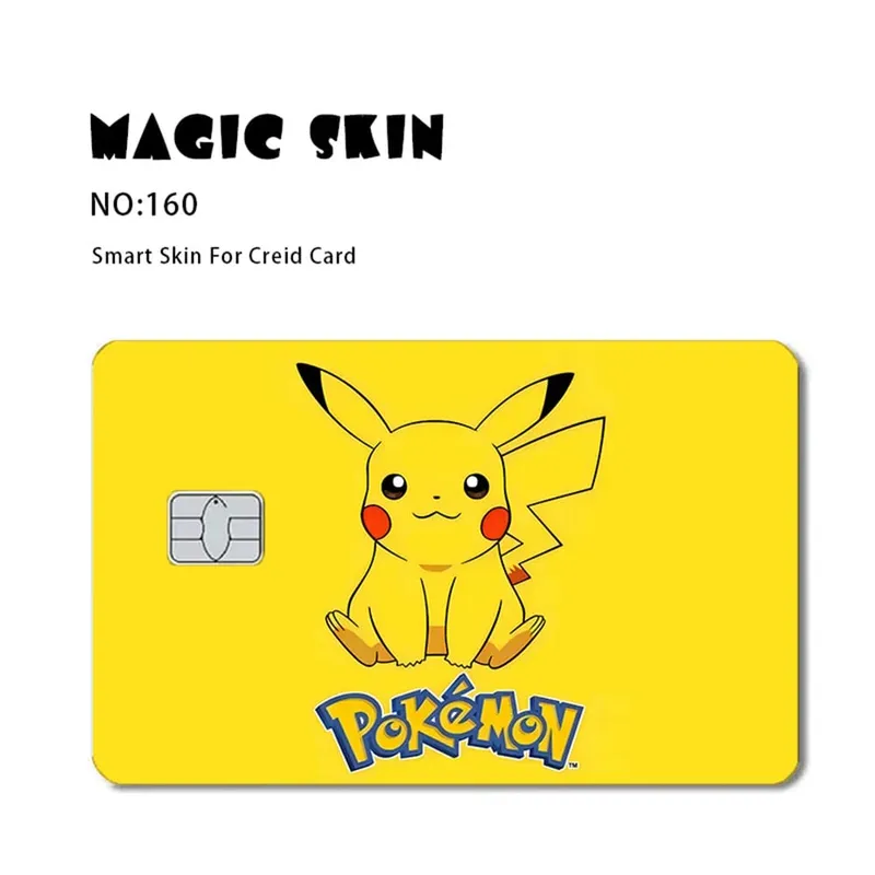 Anime Pokemon Pikachu skórka na kartę kredytową 2.5D naklejki HD karta naklejka karta matowa folia skóra mały chip wodoodporna naklejka prezenty zabawki