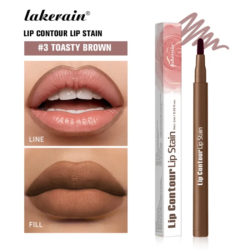 Lakerain Lip Contour Lip Stain Pen Nepřilnavý kalíšek odolný proti rozmazání, Hydratační kosmetický make-up na rty 2 v 1 Lip Stain & Liner — image 14