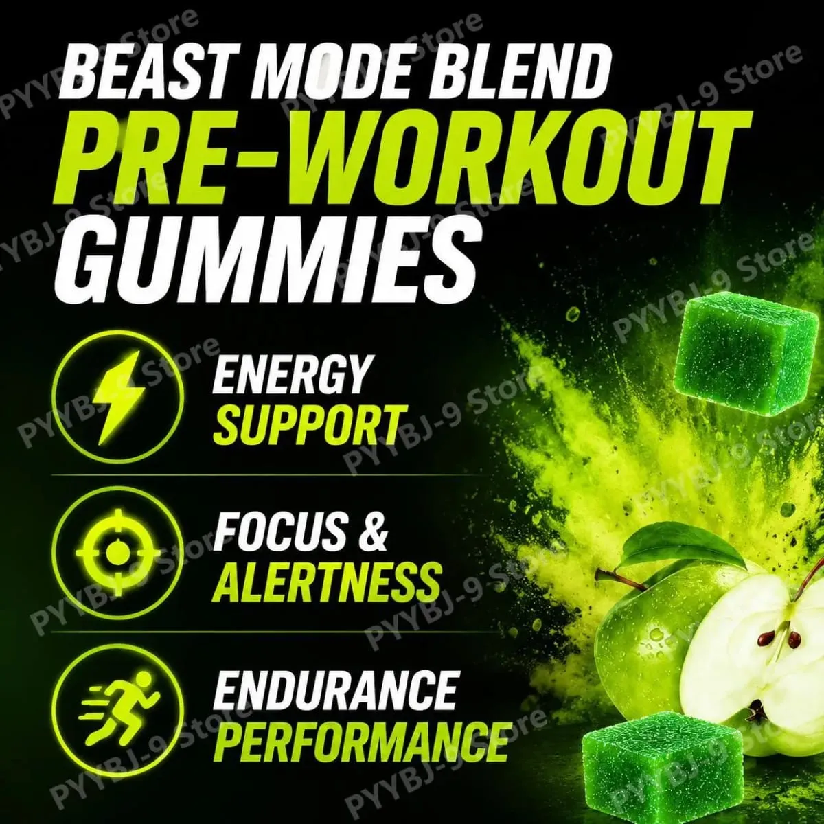 Docteat Beast Mode Blend Pré-entraînement Gummies Concentration énergétique et soutien à l'endurance pour l'entraînement en force et les journées de gym actives 70 pièces — image 3