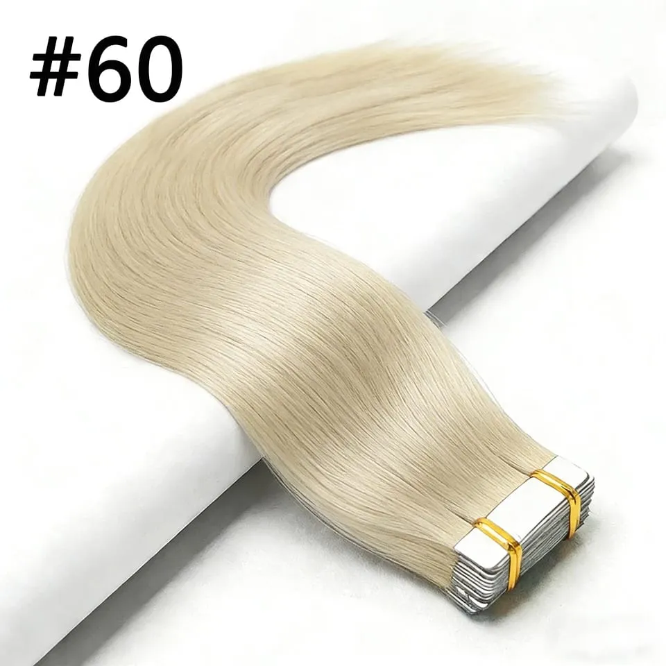 Straight Tape In Hair Extensions 100% Real Remy Human Hair Skin Weft Salon Quality For Woman 50G Tape Ins Human Hair Extension