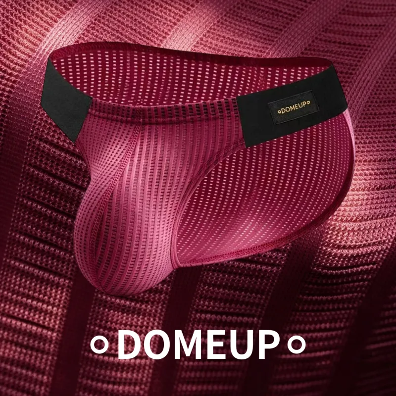 Men Vertical Stripe Mesh Bikini Briefs 3D Pouch Underwear Low Waist Elastic Waistband Breathable Male Panties DP911