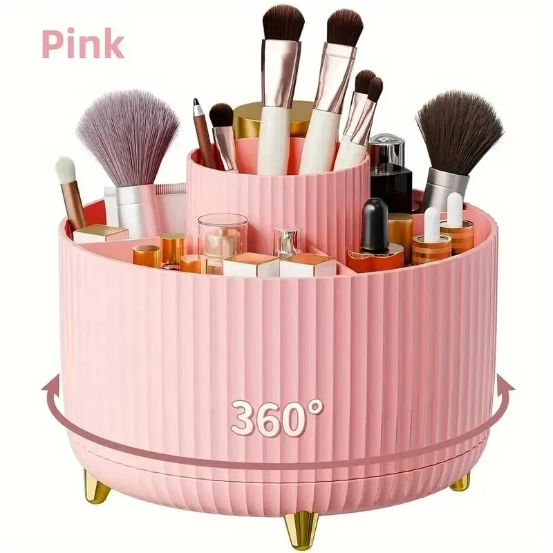 Suporte giratório 360 ° para pincéis de maquiagem, 5 espaços, organizador, mesa multifuncional, armazenamento de cosméticos para banheiro de mesa