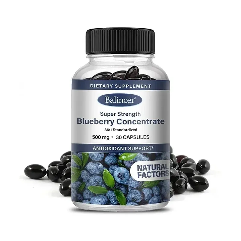 Super Strength Blueberry Concentrate 500 Mg Capsules 120 Softgels Eye Health Vitamins Antioxidant Healthy Vision Supplement